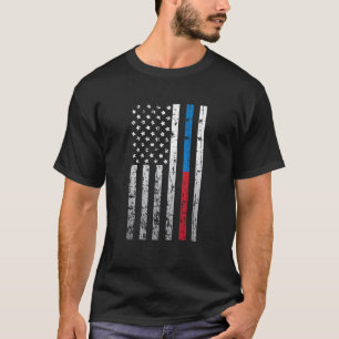 T-shirt Drapeau américain Mince Ligne Bleue Bleue Loi Pomp