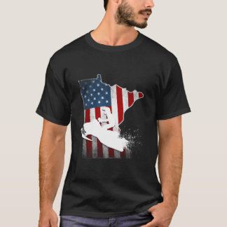T-shirt Drapeau américain Minnesota Snowmobile