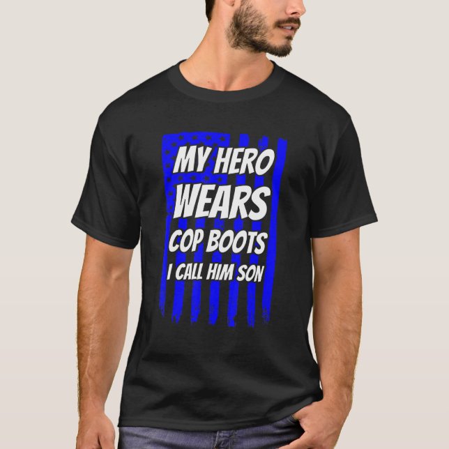 T-shirt Drapeau américain Mon héros porte des bottes de fl (Devant)