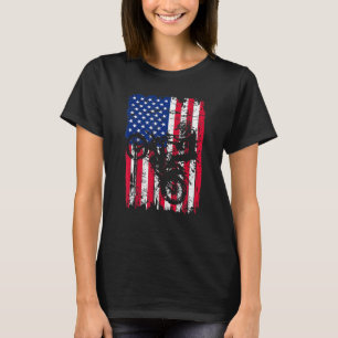 T-shirt Drapeau américain Motocross 4 juillet Cool Dirt-Bi