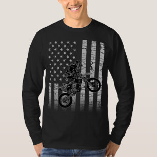 T-shirt Drapeau américain Motocross Dirt Bike