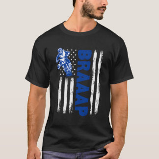 T-shirt Drapeau américain Motocross Dirt Bike