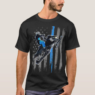 T-shirt Drapeau Américain Motoneige Hommes Motoneige Équit