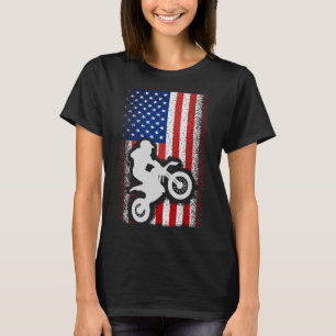 T-shirt Drapeau américain Motorcross Dirt Bike Cadeau
