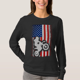 T-shirt Drapeau américain Motorcross Dirt Bike Cadeau