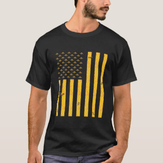 T-shirt Drapeau américain Nid d'abeille Abeille Apiculteur
