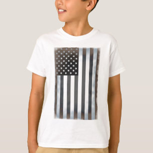 T-shirt Drapeau américain noir et blanc