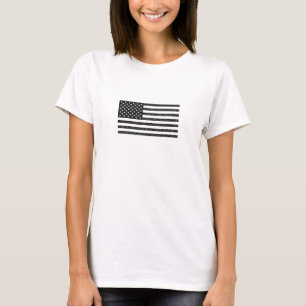 T-shirt Drapeau américain noir et blanc Vintage rétro