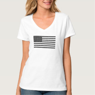 T-shirt Drapeau américain noir et blanc Vintage rétro