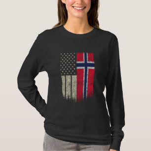 T-shirt Drapeau américain norvégien Norvège USA Pride