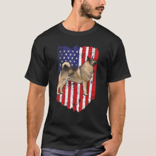 T-shirt Drapeau Américain Norwegian Elkhound 4 Juillet Éta