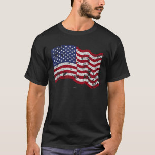 T-shirt Drapeau américain ondulant - affligé