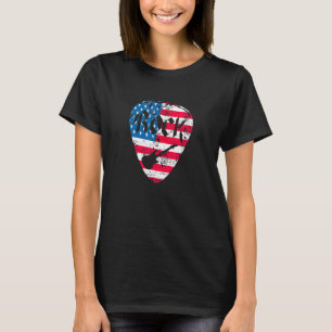 T-shirt Drapeau américain Onglet de guitare Rock Guitare P