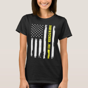 T-shirt Drapeau Américain Opératrice 911 T ligne dorée Dra