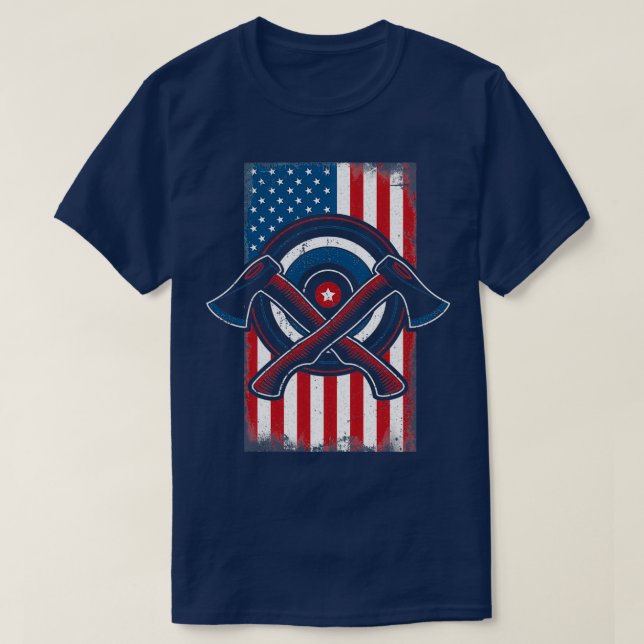 T-shirt Drapeau américain Patriot Ax Jetant le Cool Ax Thr (Design devant)