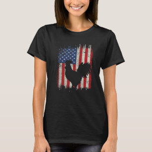 T-shirt Drapeau américain Patrioti 4 juillet coq de poulet