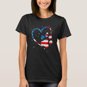 T-shirt Drapeau américain Patriotic Chien & Chat Empreinte
