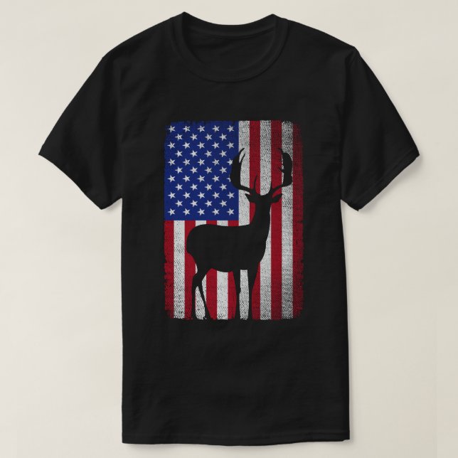 T-shirt Drapeau américain Patriotic Deer Hunter Papa (Design devant)