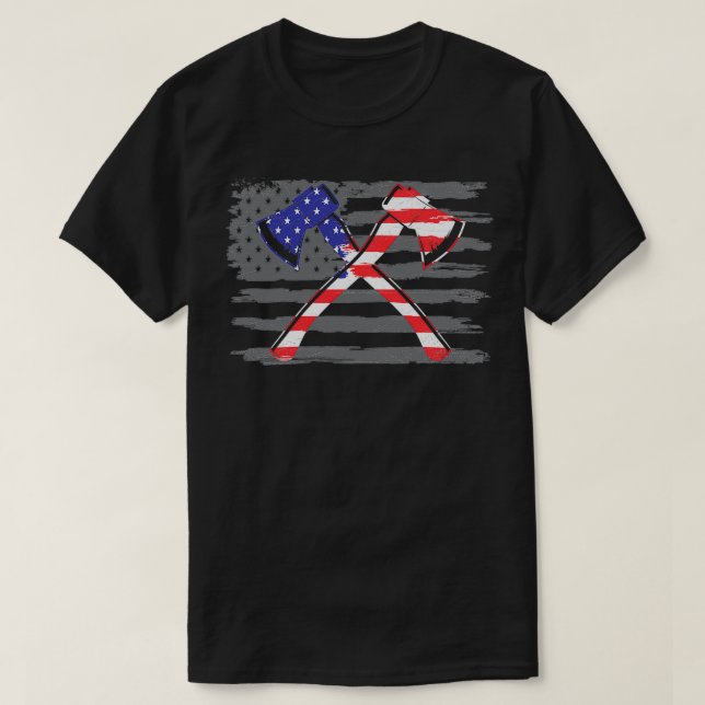 T-shirt Drapeau Américain Patriotique Ax Jetant Idée Cadea (Design devant)