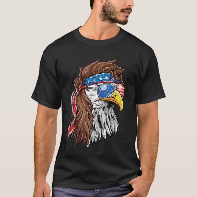 T-shirt Drapeau américain Patriotique Bald Eagle Mullet (Devant)