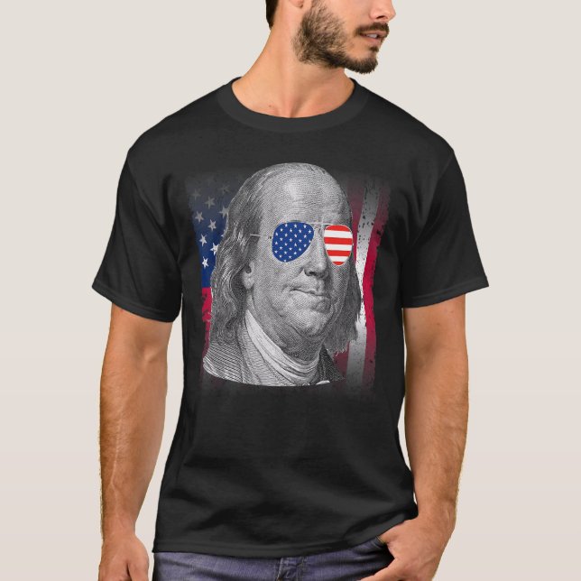 T-shirt Drapeau américain patriotique Ben Franklin 4e (Devant)