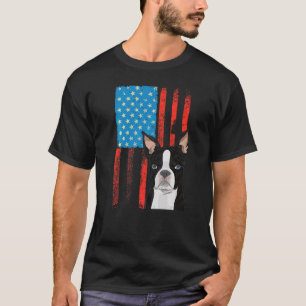 T-shirt Drapeau américain Patriotique Chien Boston Terrier