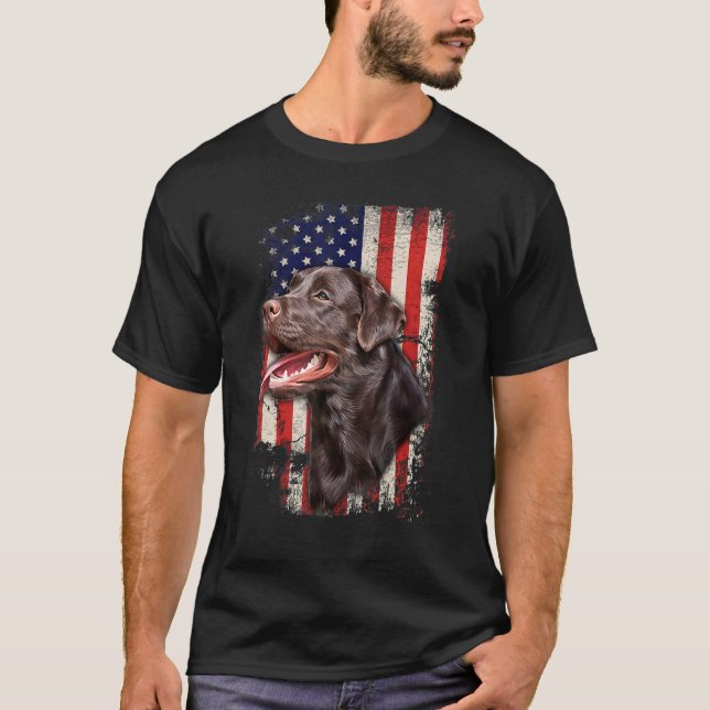 T-shirt Drapeau américain patriotique Chocolat Labrador La (Devant)