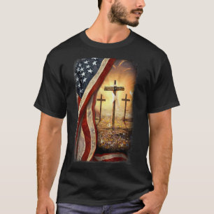 T-shirt Drapeau américain patriotique Christian Jesus Cros