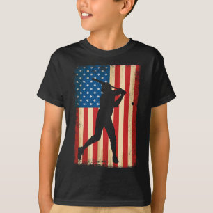 T-shirt Drapeau Américain Patriotique De Baseball Lover 4è