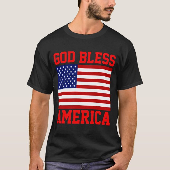 T-shirt Drapeau américain patriotique Dieu béni l'Amérique (Devant)