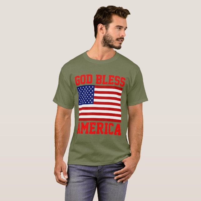 T-shirt Drapeau américain patriotique Dieu béni l'Amérique (Devant entier)