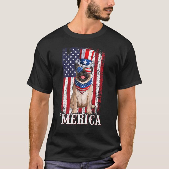 T-shirt Drapeau Américain Patriotique Drapeau Beige Carlin (Devant)