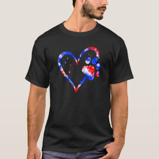 T-shirt Drapeau Américain Patriotique Empreinte de Patte d