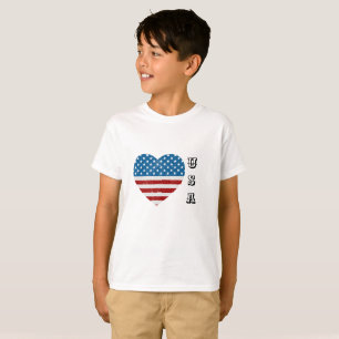 T-shirt Drapeau américain patriotique Heart Stars Stripes 