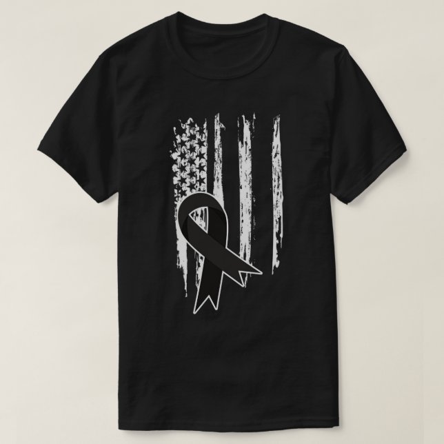 T-shirt Drapeau américain patriotique Melanoma Cancer de l (Design devant)