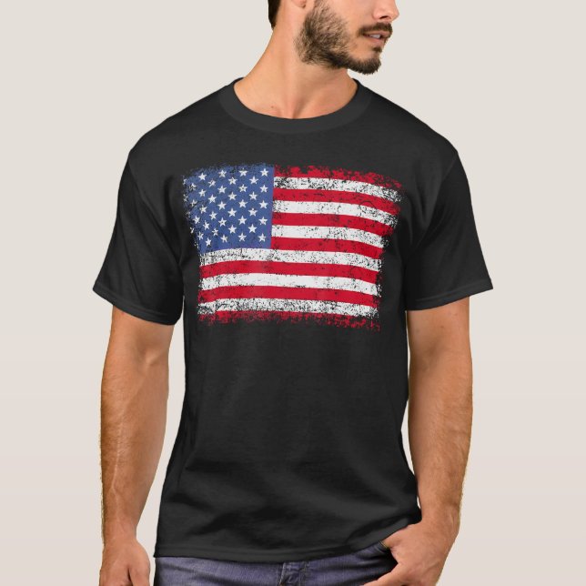 T-shirt Drapeau Américain Patriotique Pour Hommes Femmes E (Devant)