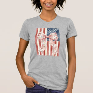 T-shirt Drapeau américain patriotique ruban rose Coquette