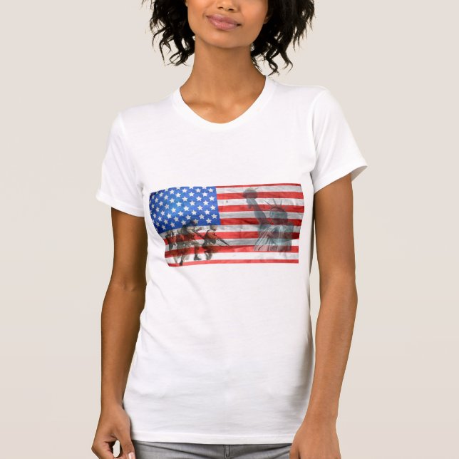 T-shirt Drapeau américain patriotique Statue de la Liberté (Devant)
