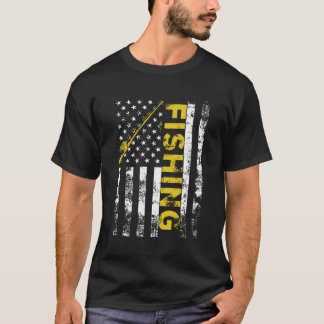 T-shirt Drapeau américain pêche bâton Usa Patriotique