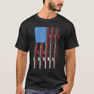 T-shirt Drapeau Américain Pêche Patriote Pêcheur Canne à p