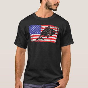 T-shirt Drapeau Américain Pêche Pêcheur En Detresse 4 Juil