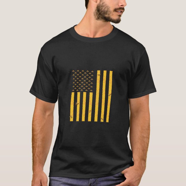 T-shirt Drapeau américain peigne de miel Bee Bee (Devant)