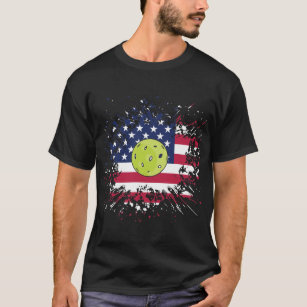 T-shirt Drapeau américain Pickleball Racket Paddle Ball