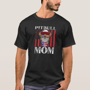 T-shirt Drapeau américain Pitbull Mom Usa
