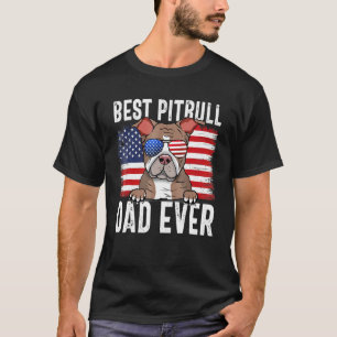 T-shirt Drapeau Américain Pitbull Papa Chien Fête des Père
