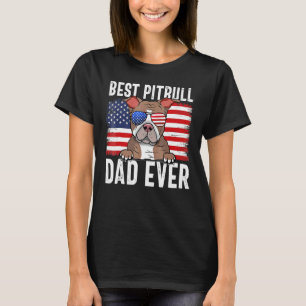 T-shirt Drapeau Américain Pitbull Papa Chien Pour La Fête