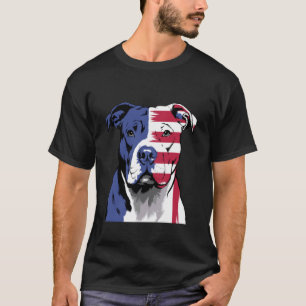 T-shirt Drapeau Américain Pitbull Patriote Drapeau USA Amo