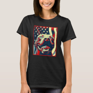 T-shirt Drapeau Américain Pitbull Terrier Souriant Pop Art