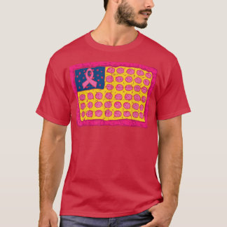 T-shirt Drapeau américain Pizza Conscience du cancer du se