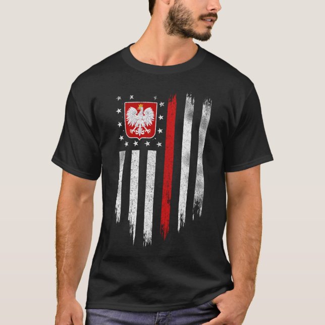 T-shirt Drapeau américain polonais Combo Pologne Usa Polsk (Devant)